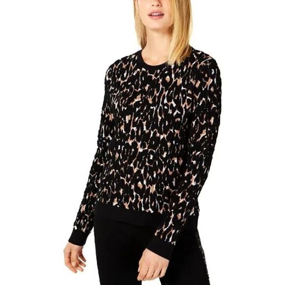NWT I.N.C International concepts Womens Textured leopard print  Pullover Sweater - Picture 1 of 8